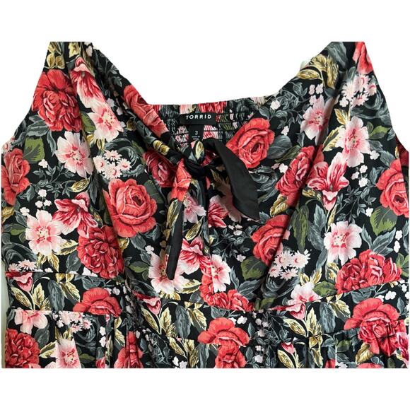 Torrid 3 Dress Skater Poplin Floral Tie Front Cottagecore Coquette Fairycore - Picture 3 of 6
